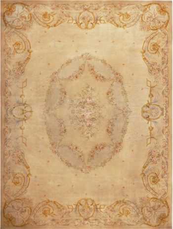 Large Floral Antique French Savonnerie Carpet 49848 by Nazmiyal NYC