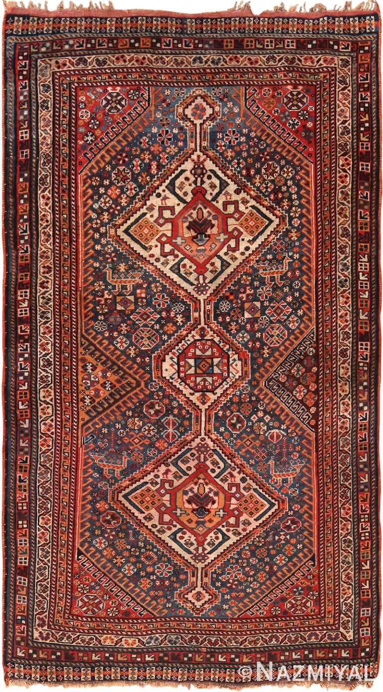 Antique Light Blue Persian Afshar Rug #70481 by Nazmiyal Antique Rugs