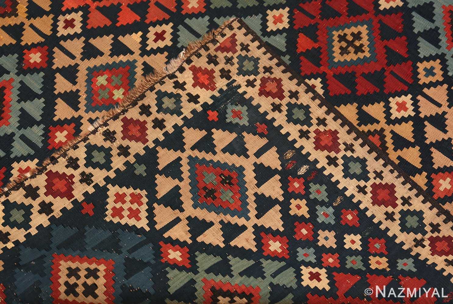 Weave Of Antique Tribal Caucasian Shirvan Kilim Rug 70418 by Nazmiyal NYC