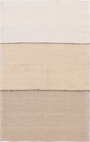 Ivory Soft Modern Persian Flat Weave Rug 60102 by Nazmiyal NYC