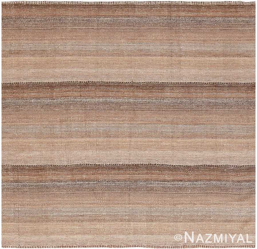 Small Square Size Modern Brown Persian Kilim Rug #60093 by Nazmiyal Antique Rugs