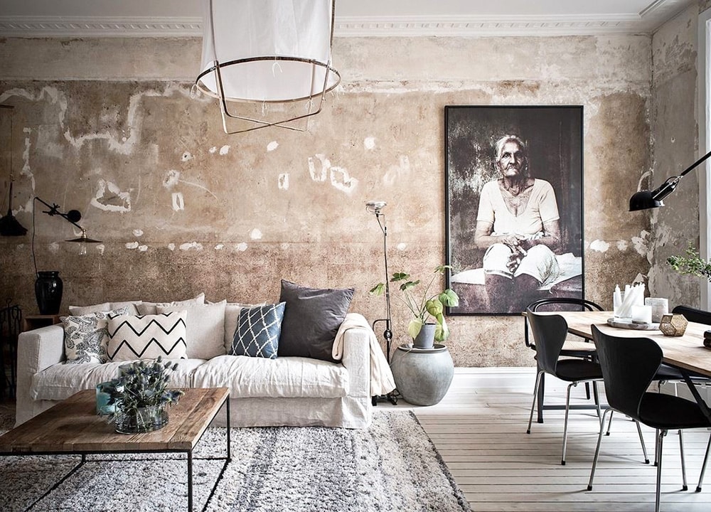 Industrial Chic Interior Design with Vintage Moroccan Rugs Leather