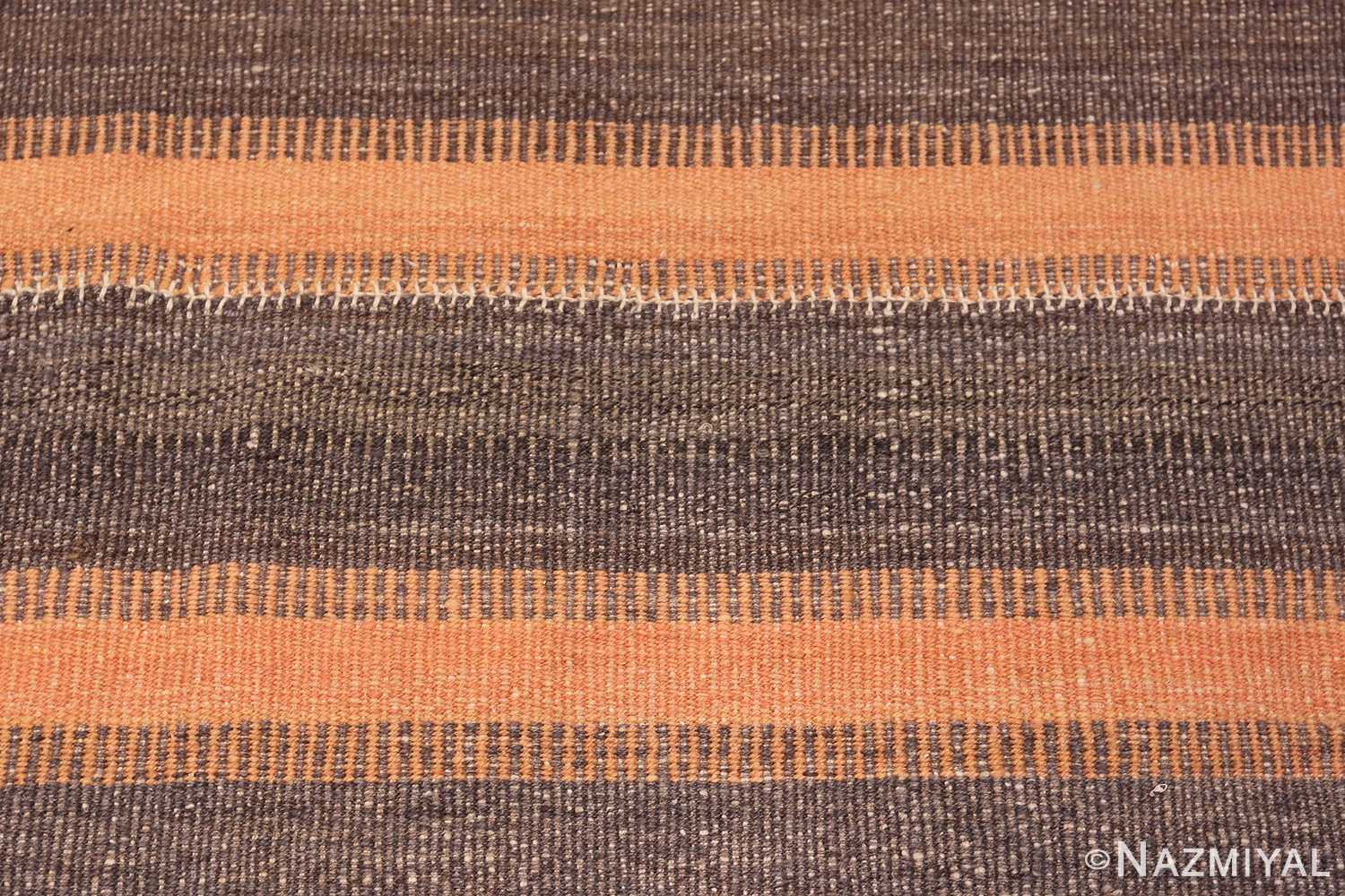 Close Up Brown Modern Persian Flat Weave Rug 60101 by Nazmiyal NYC