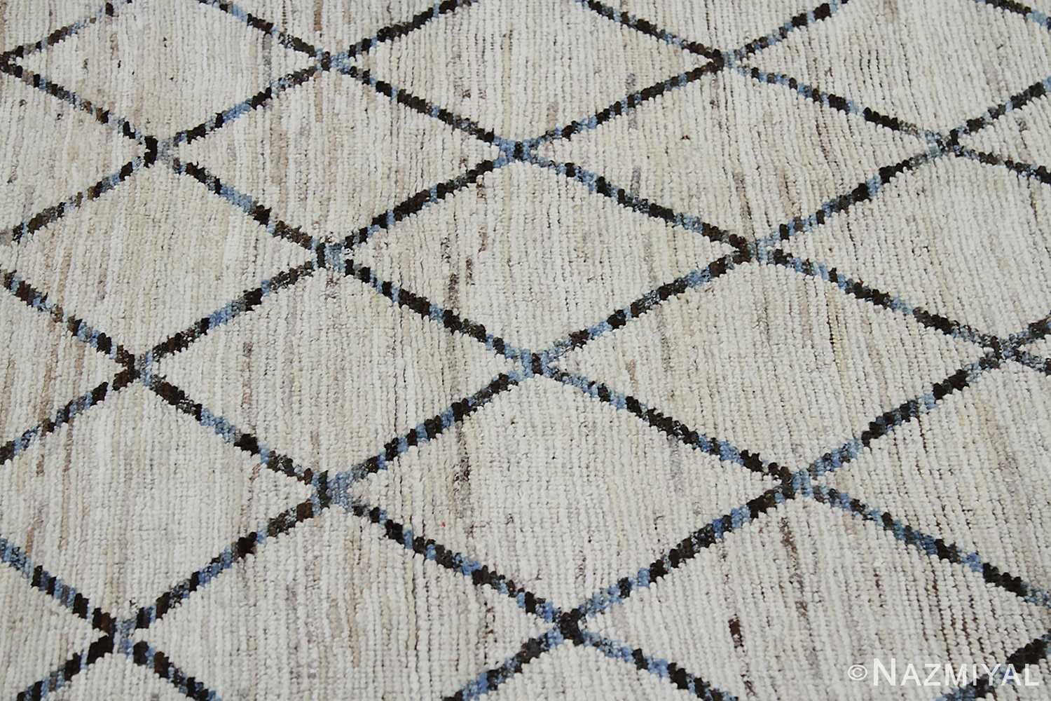 Texture Of Cream Geometric Modern Moroccan Style Afghan Runner Rug 60157 by Nazmiyal NYC