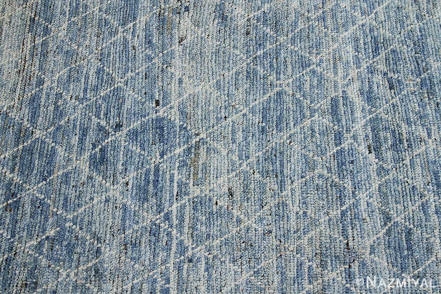 Texture Of Light Blue Modern Moroccan Style Afghan Runner Rug 60146 by Nazmiyal NYC