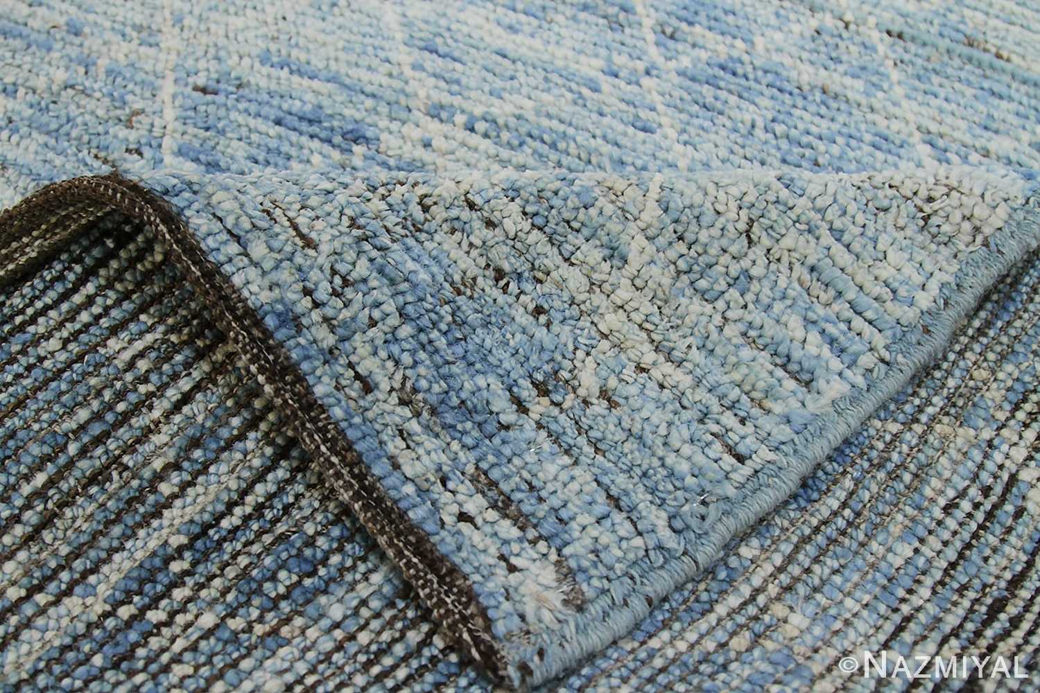 Weave Of Light Blue Modern Moroccan Style Afghan Runner Rug 60146 by Nazmiyal NYC