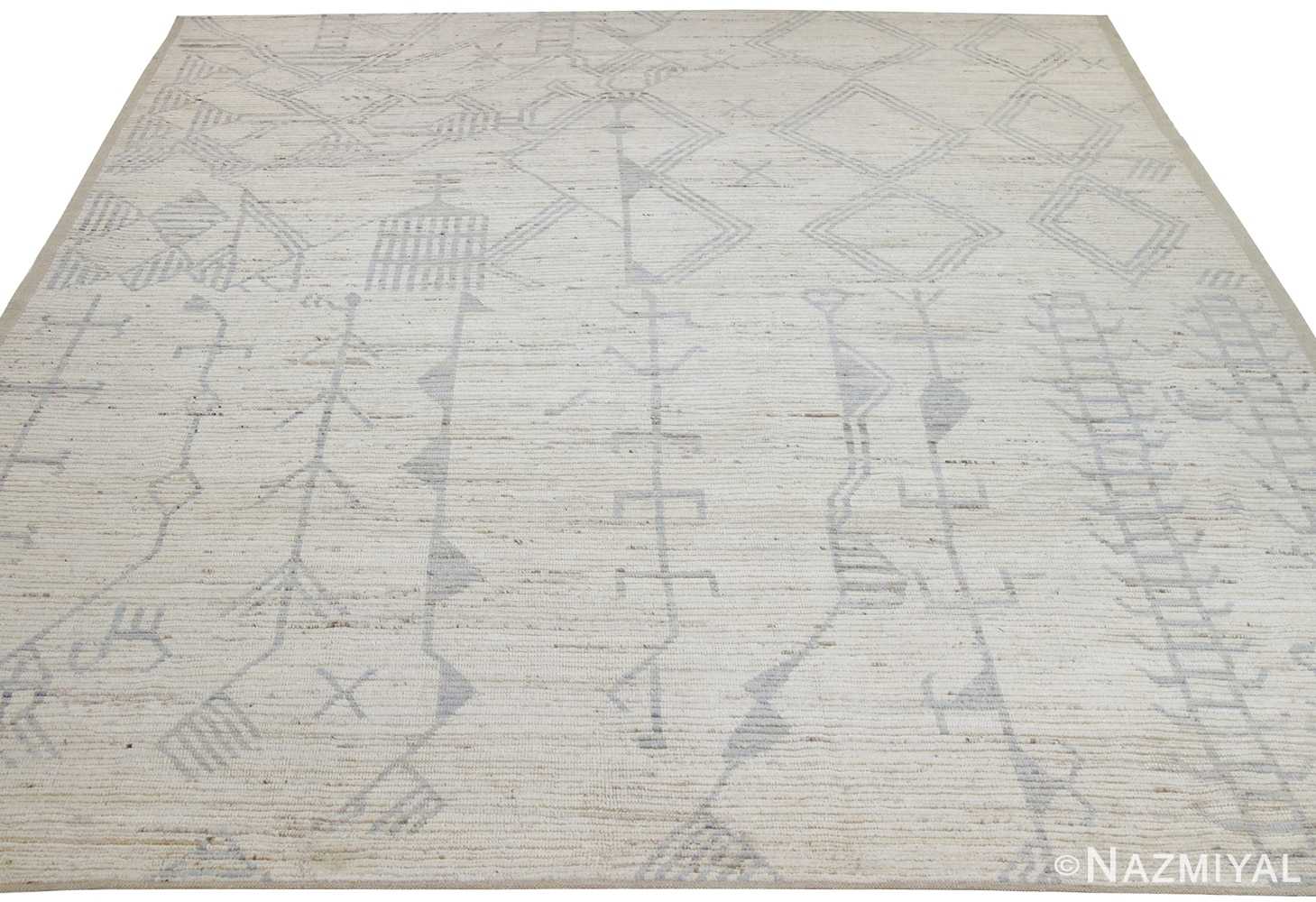Whole View Of Beige Modern Moroccan Style Afghan Rug 60138 by Nazmiyal NYC