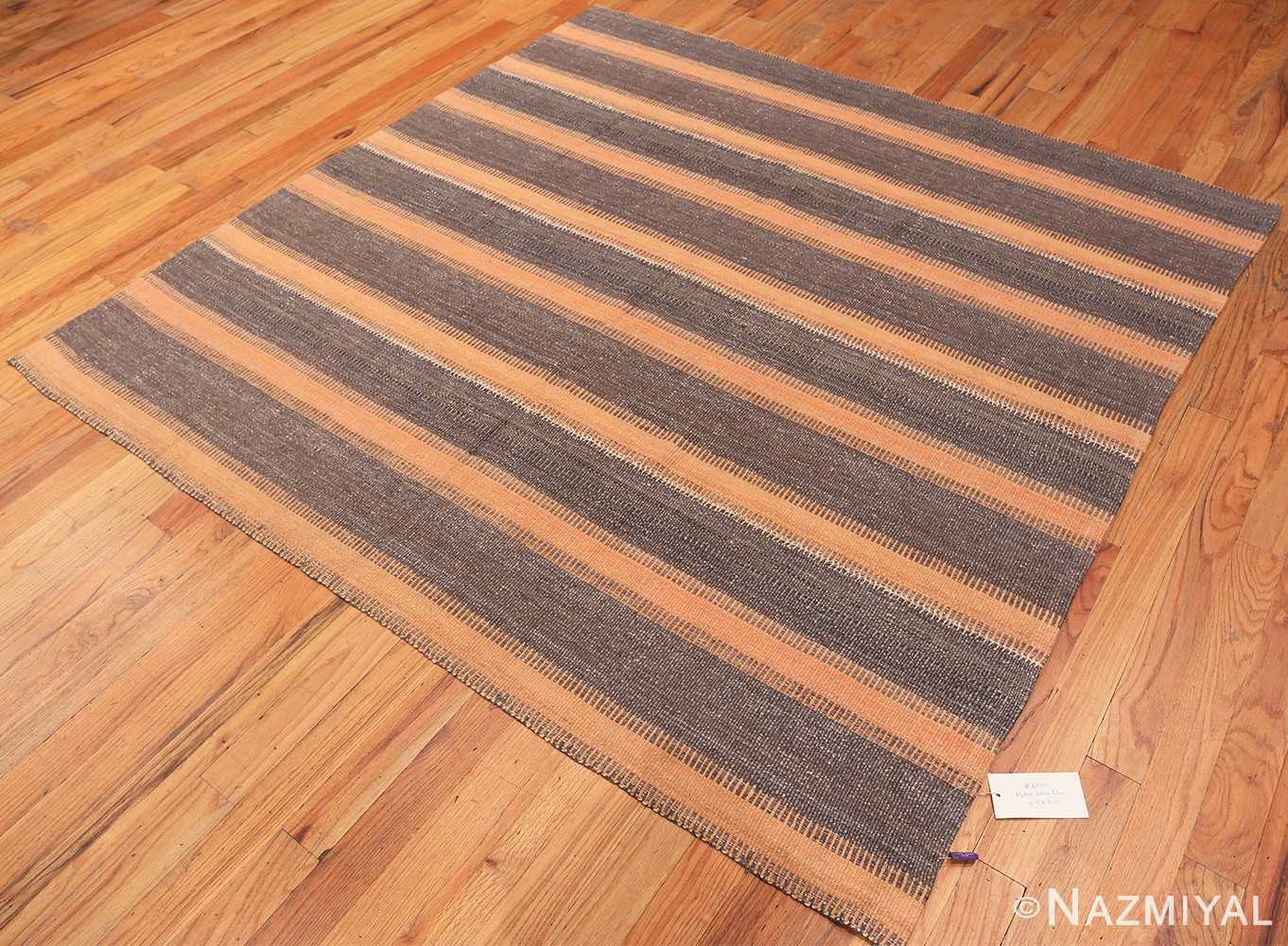 Whole View Of Brown Modern Persian Flat Weave Rug 60101 by Nazmiyal NYC