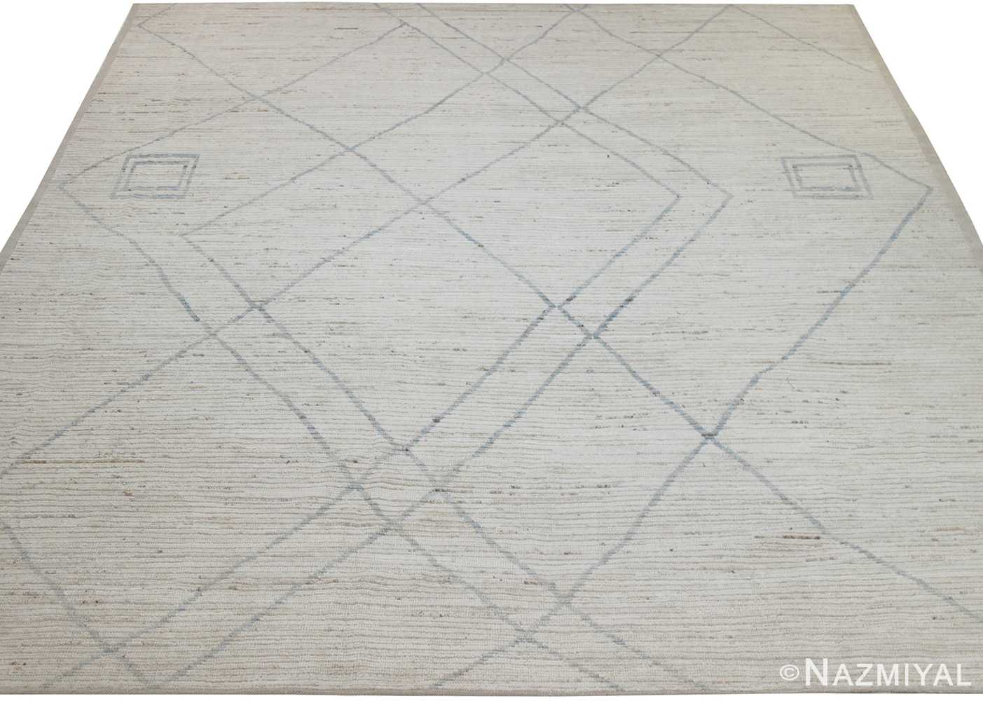Whole View Of Cream Modern Moroccan Style Afghan Rug 60175 by Nazmiyal NYC