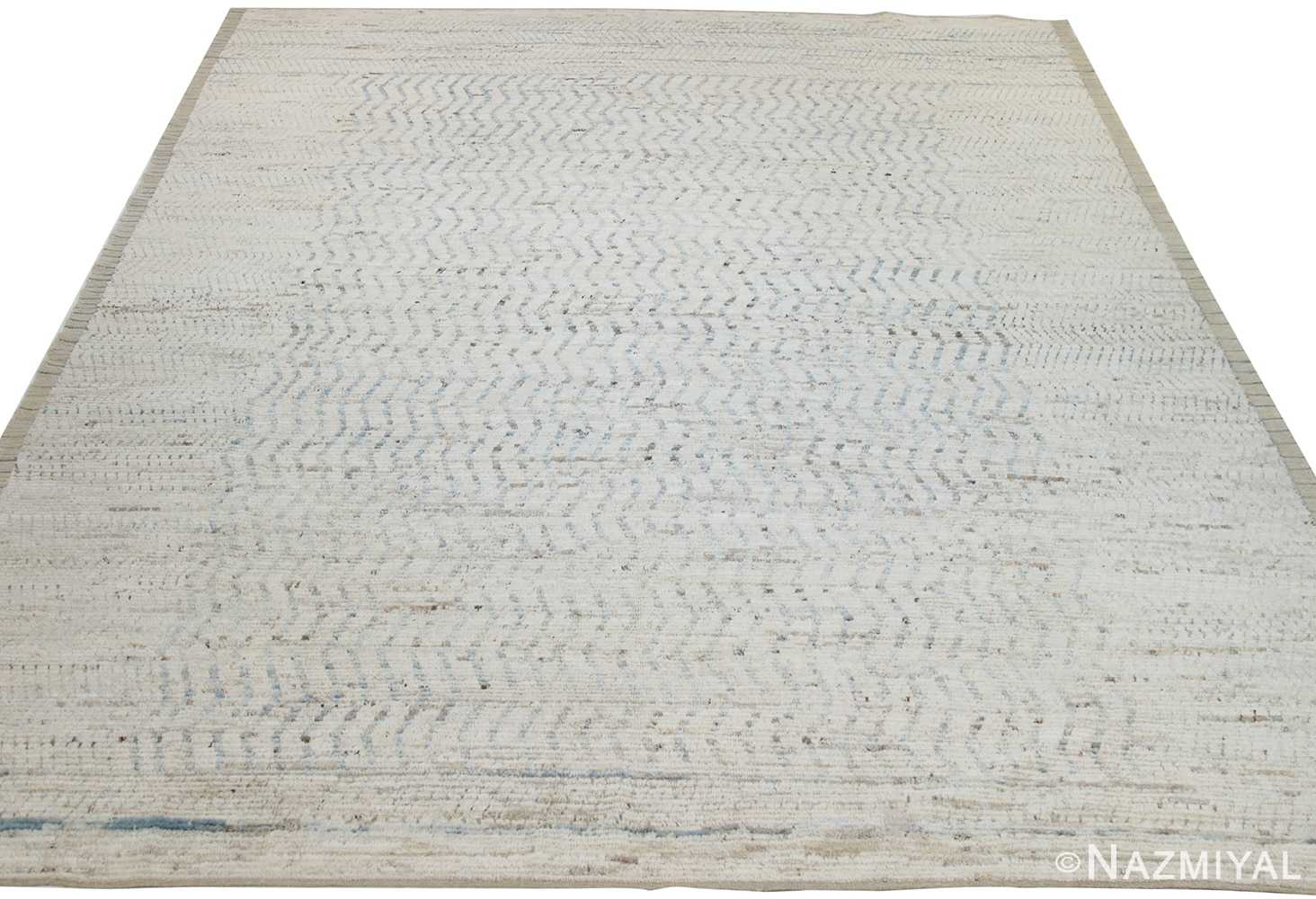 Whole View Of Cream Modern Moroccan Style Afghan Rug 60149 by Nazmiyal NYC