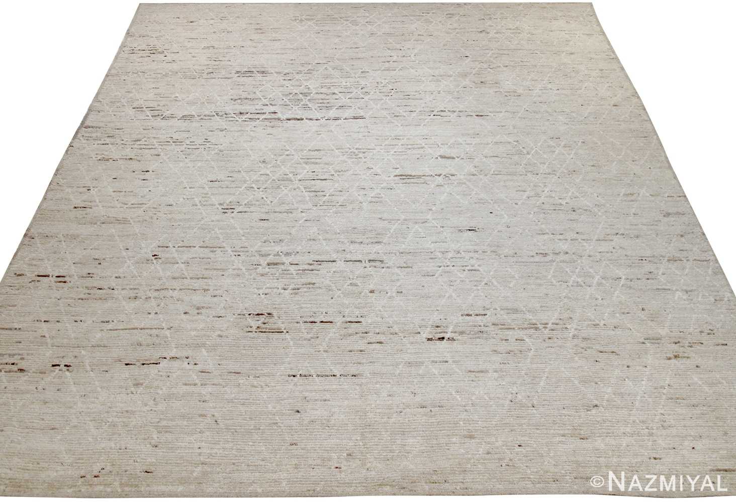 Whole View Of Cream Room Size Modern Moroccan Style Afghan Rug 60169 by Nazmiyal NYC
