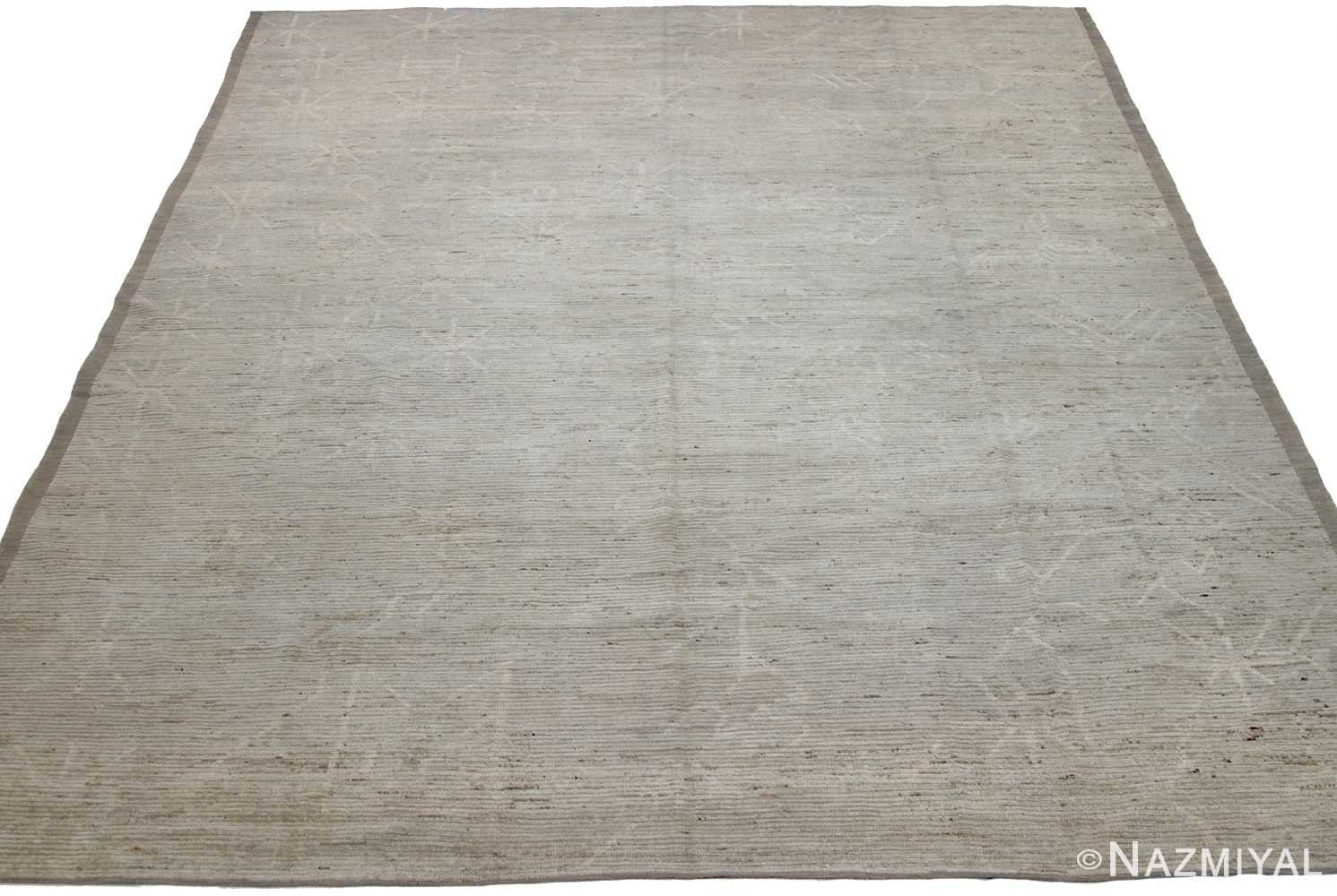 Whole View Of Soft Grey Modern Moroccan Style Afghan Rug 60136 by Nazmiyal NYC