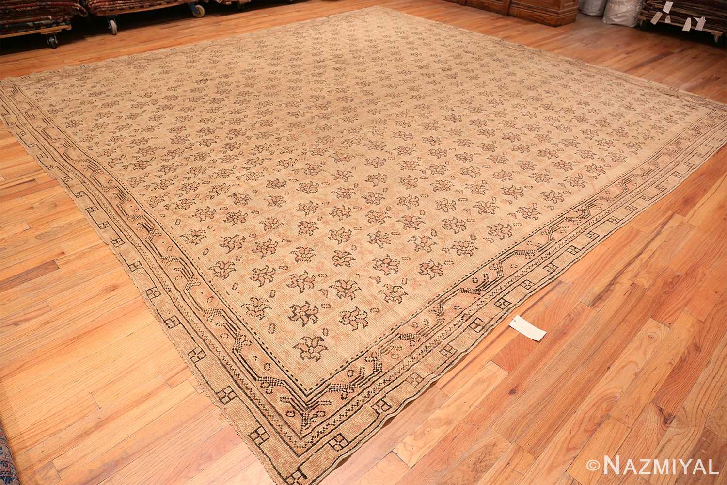 Whole View Of Square Antique Turkish Oushak Rug 47585 by Nazmiyal NYC