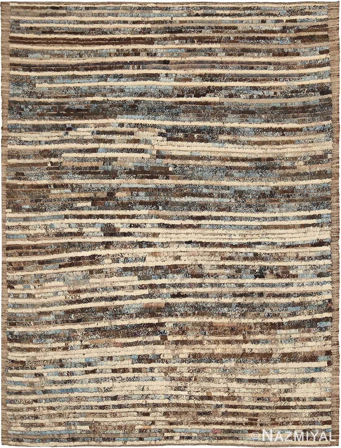 Brown and Beige Modern Moroccan Style Rug 60346 by Nazmiyal NYC