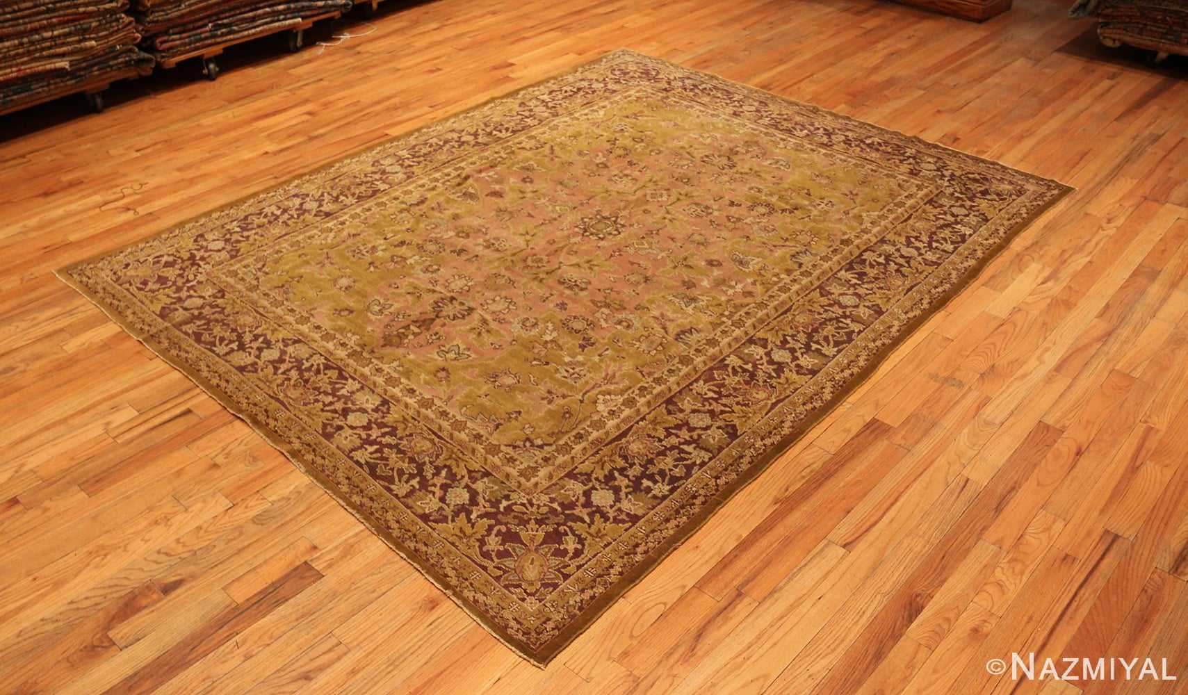Side View Of Polonaise Design Late 19th Century Antique Indian Agra Rug 48840 by Nazmiyal NYC