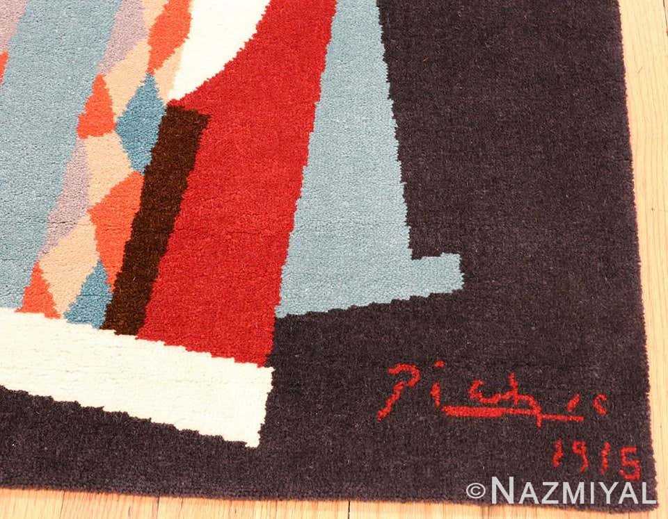 Signature Of Vintage Scandinavian Picasso Art Rug 70004 by Nazmiyal NYC