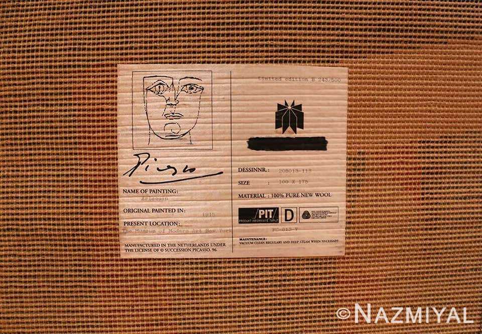 Tag Of Vintage Scandinavian Picasso Art Rug 70004 by Nazmiyal NYC