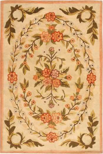 Antique Floral American Hooked Rug #2454 by Nazmiyal Antique Rugs