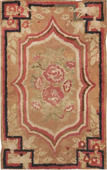 Small Scatter Size Antique Floral American Hooked Rug #2556 by Nazmiyal Antique Rugs