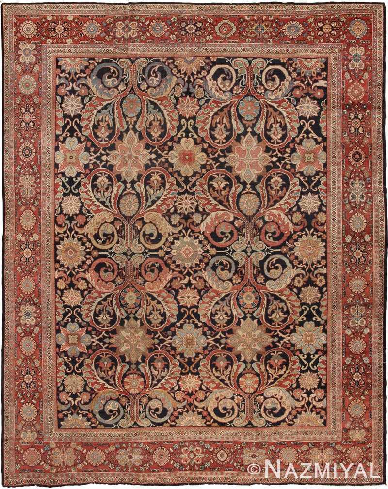 Blue Room Size Antique Persian Sultanabad Rug #7997 by Nazmiyal Antique Rugs