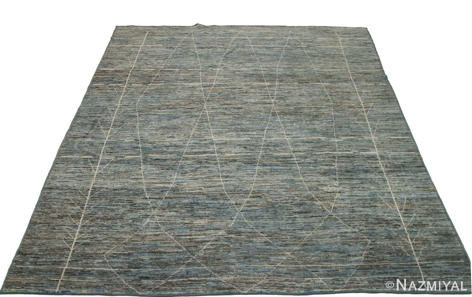 Whole View Of Blue Modern Moroccan Style Rug 60324 by Nazmiyal NYC