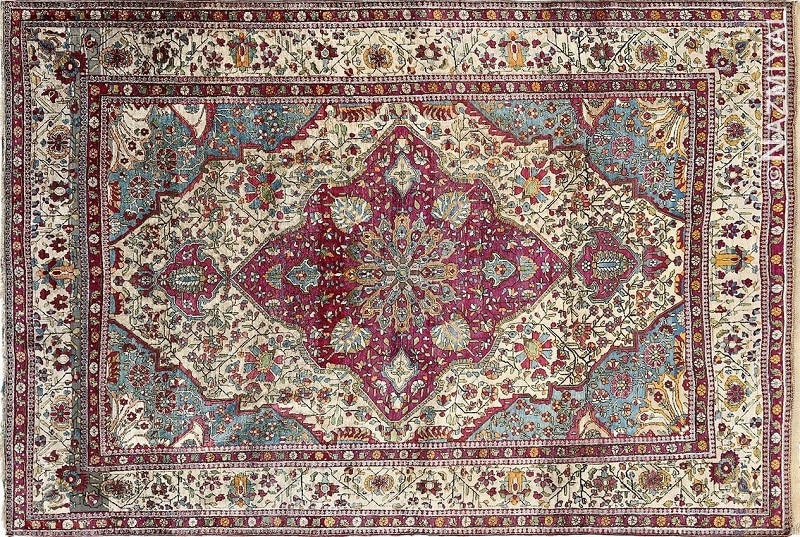 Antique Silk Mohtasham Kashan Persian Rug 51168 by Nazmiyal NYC