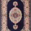 Blue Background Floral Vintage Persian Silk Qum Rug 70787 by Nazmiyal NYC