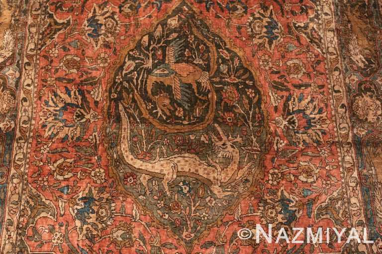 Antique Silk Persian Mythical Sarouk Farahan Rug 70772 by Nazmiyal