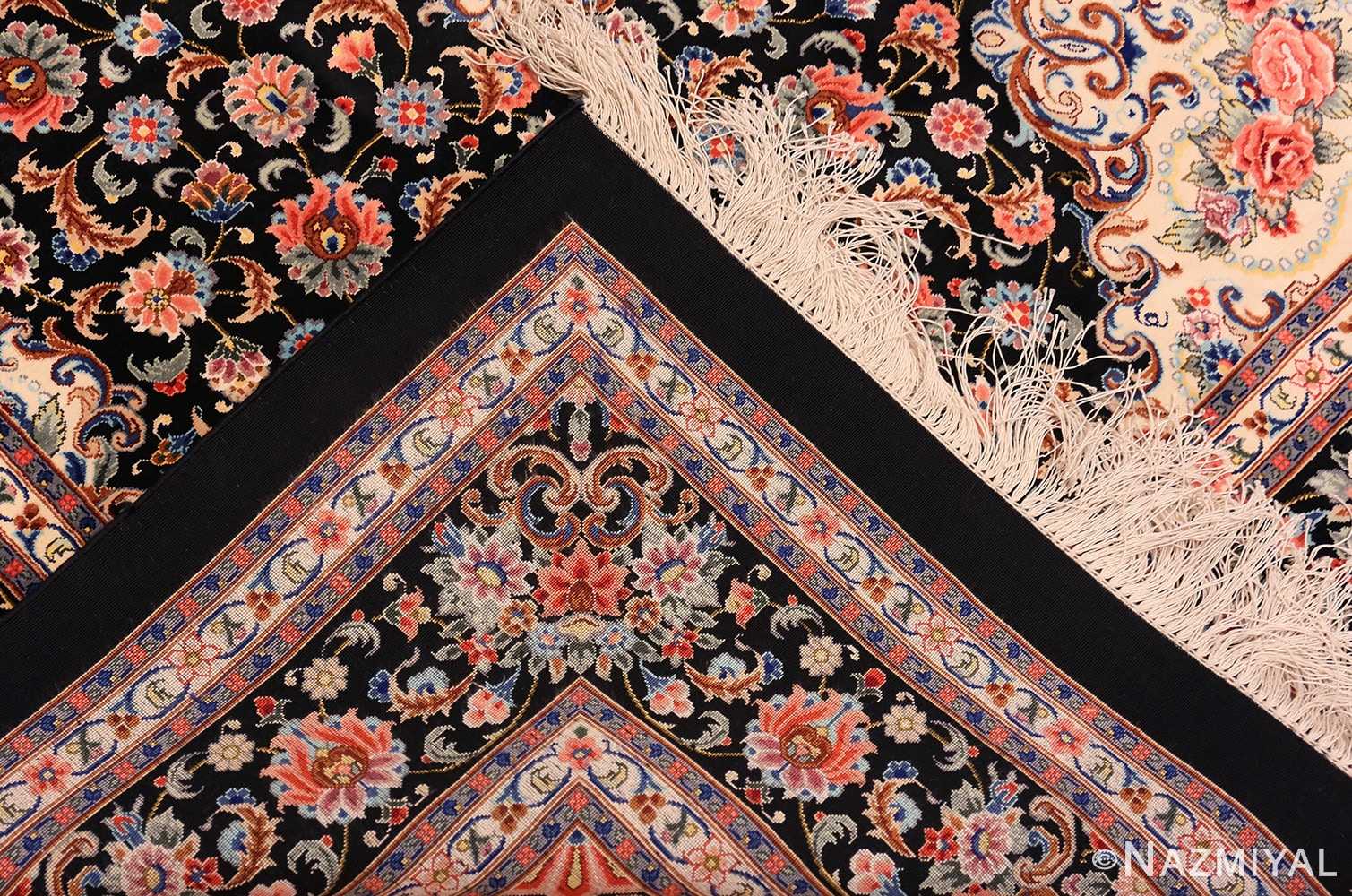 Weave Of Floral Vintage Persian Silk Qum Medallion Rug 70786 by Nazmiyal NYC