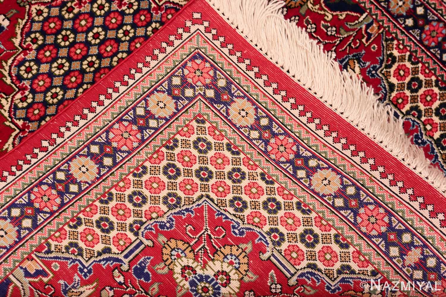 Weave Of Vase Design Small Vintage Persian Silk Qum Rug 70783 by Nazmiyal NYC
