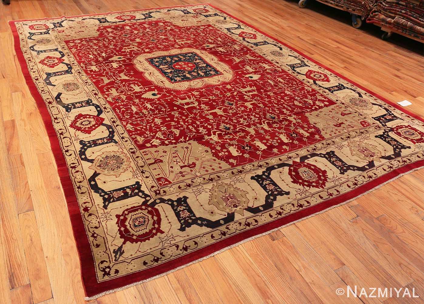 Whole View Of Antique Indian Agra Medallion Rug 70775 by Nazmiyal NYC