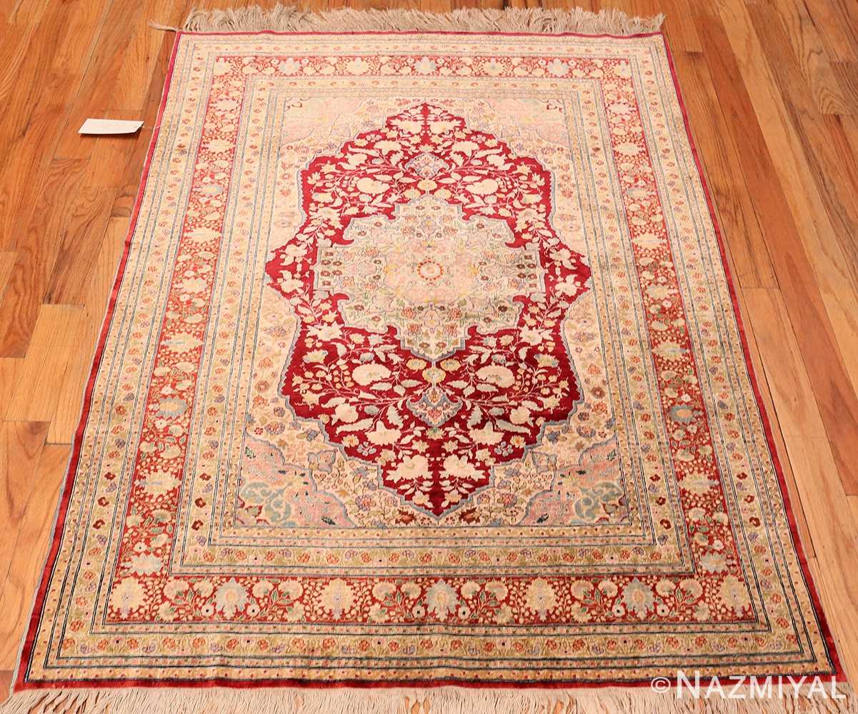 Whole View Of Antique Silk Persian Tabriz Rug 70767 by Nazmiyal NYC