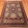 Whole View Of Fine Floral Geometric Vintage Persian Silk Qum Rug 70785 by Nazmiyal NYC