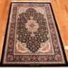 Whole View Of Floral Vintage Persian Silk Qum Medallion Rug 70786 by Nazmiyal NYC