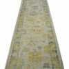 Whole View Of Green and Blue Modern Turkish Oushak Runner Rug 60402 by Nazmiyal NYC