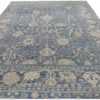 Whole View Of Decorative Beige and Blue Modern Turkish Oushak Rug 60504 by Nazmiyal NYC