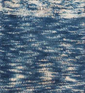Blue Plush Wool Pile Modern Moroccan Custom Bespoke Area Rug Sample 60651 by Nazmiyal Antique Rugs