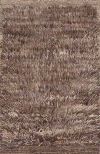 Plush Solid Grey Brown Bespoke Modern Bohemian Custom Rug Sample 60645 by Nazmiyal Antique Rugs