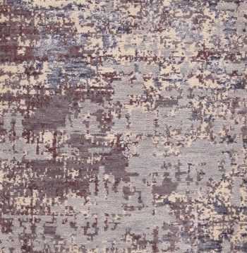 Soft Neutral Textured Silk Wool Modern Area Rug Sample 60610 by Nazmiyal Antique Rugs