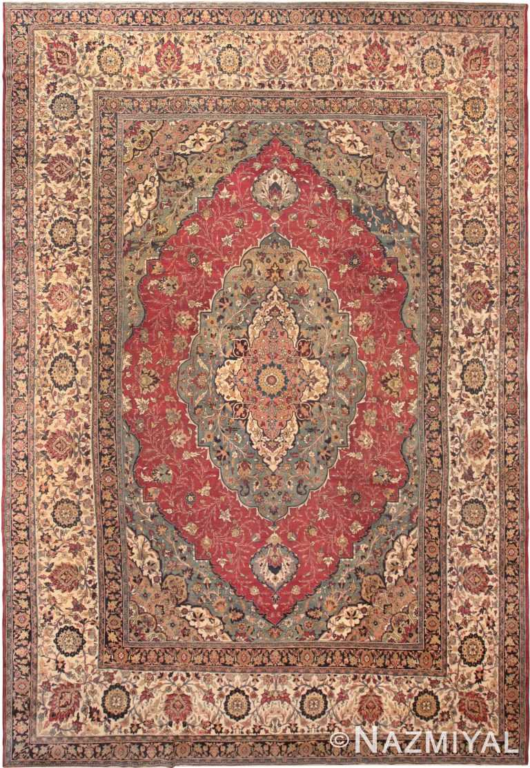 Large Finely Woven Antique Persian Tabriz Rug 50652 by Nazmiyal NYC