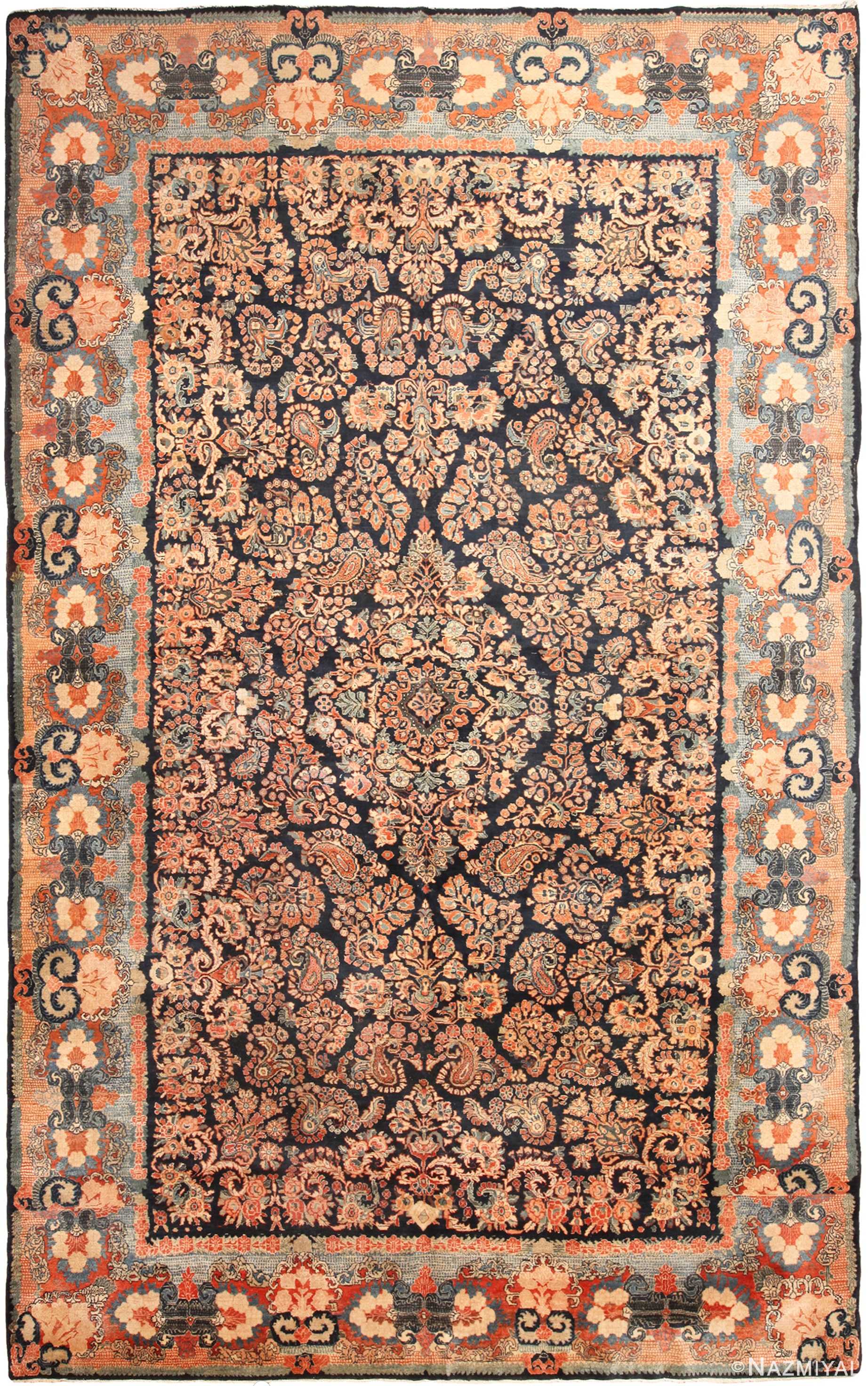 Large Floral Antique Persian Sarouk Rug 70814 by Nazmiyal NYC