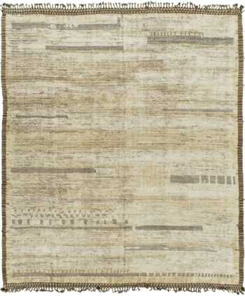 Earth Tone Modern Distressed Rug 60698 by Nazmiyal Antique Rugs