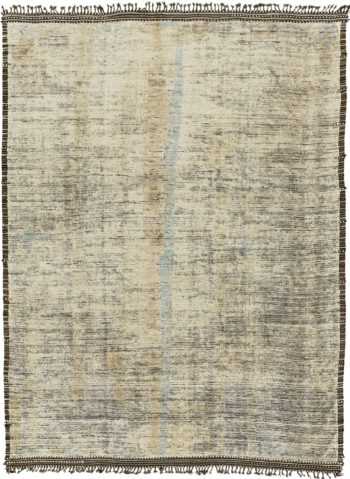 Earth Tones Decorative Modern Distressed Rug 60709 by Nazmiyal Antique Rugs