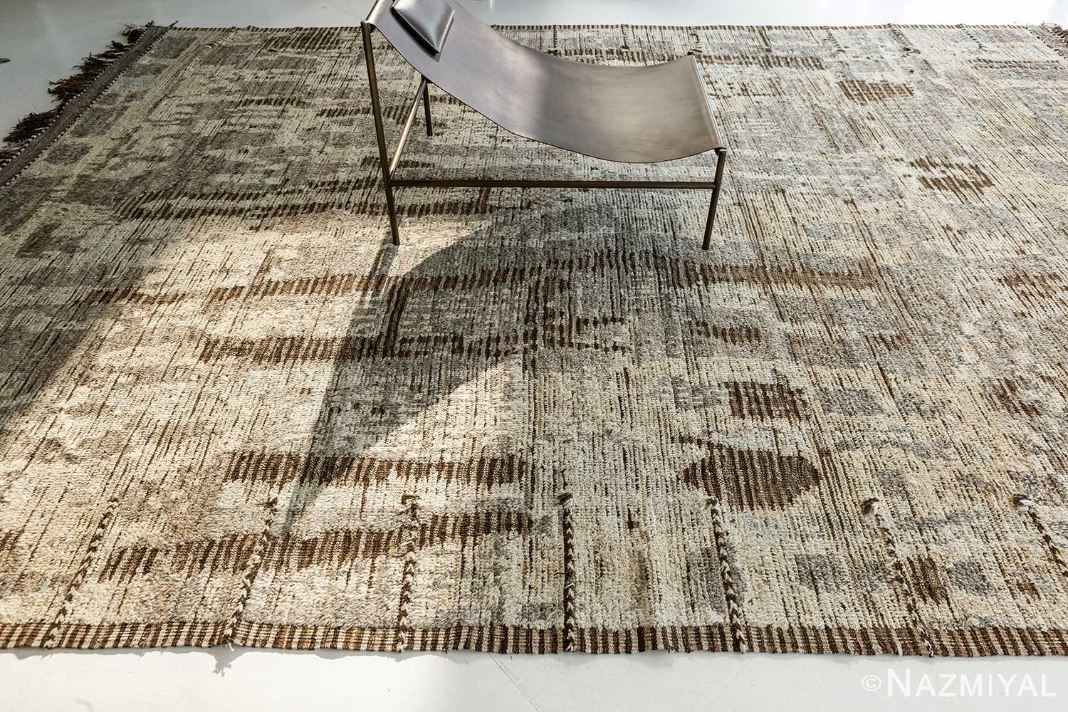 Border Of Charcoal Brown Modern Distressed Rug 60704 by Nazmiyal Antique Rugs