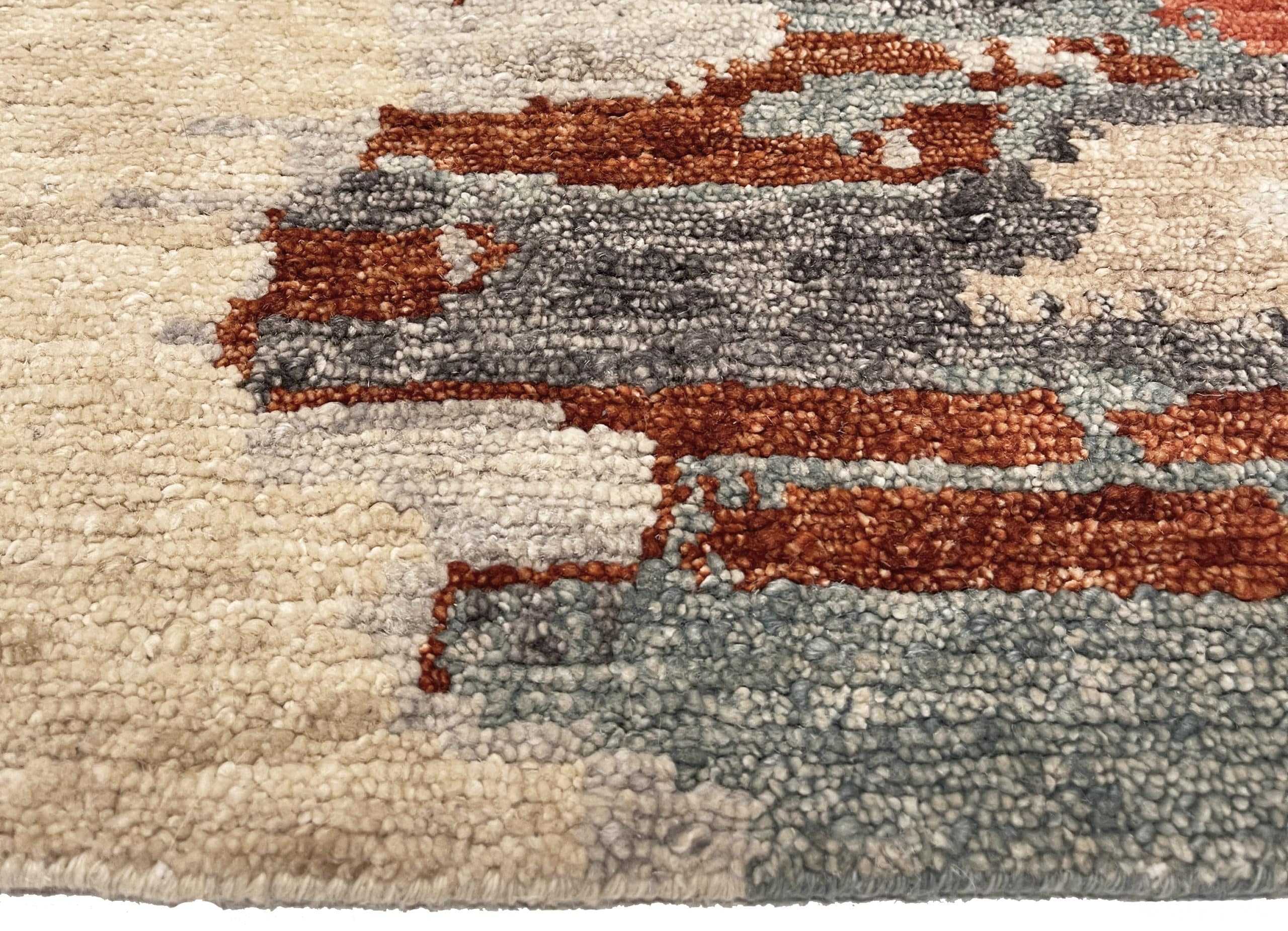 Border Of Decorative Rust Blue Modern Boutique Rug 60739 by Nazmiyal Antique Rugs