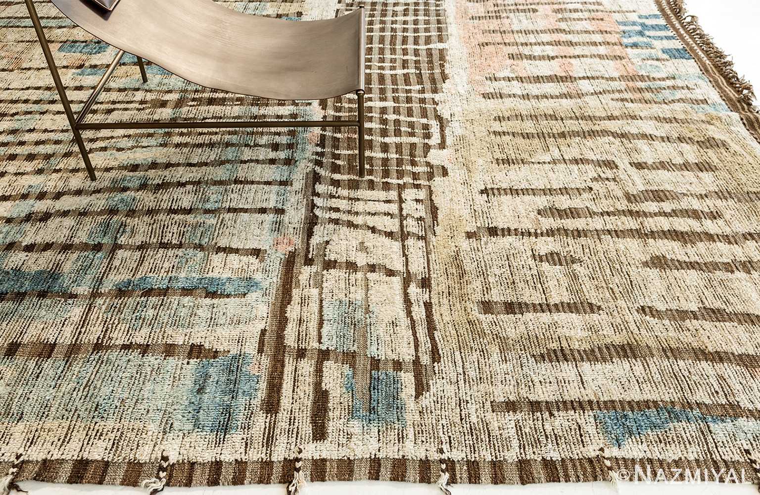 Border Of Nature Inspired Colors Modern Distressed Rug 60691 by Nazmiyal Antique Rugs