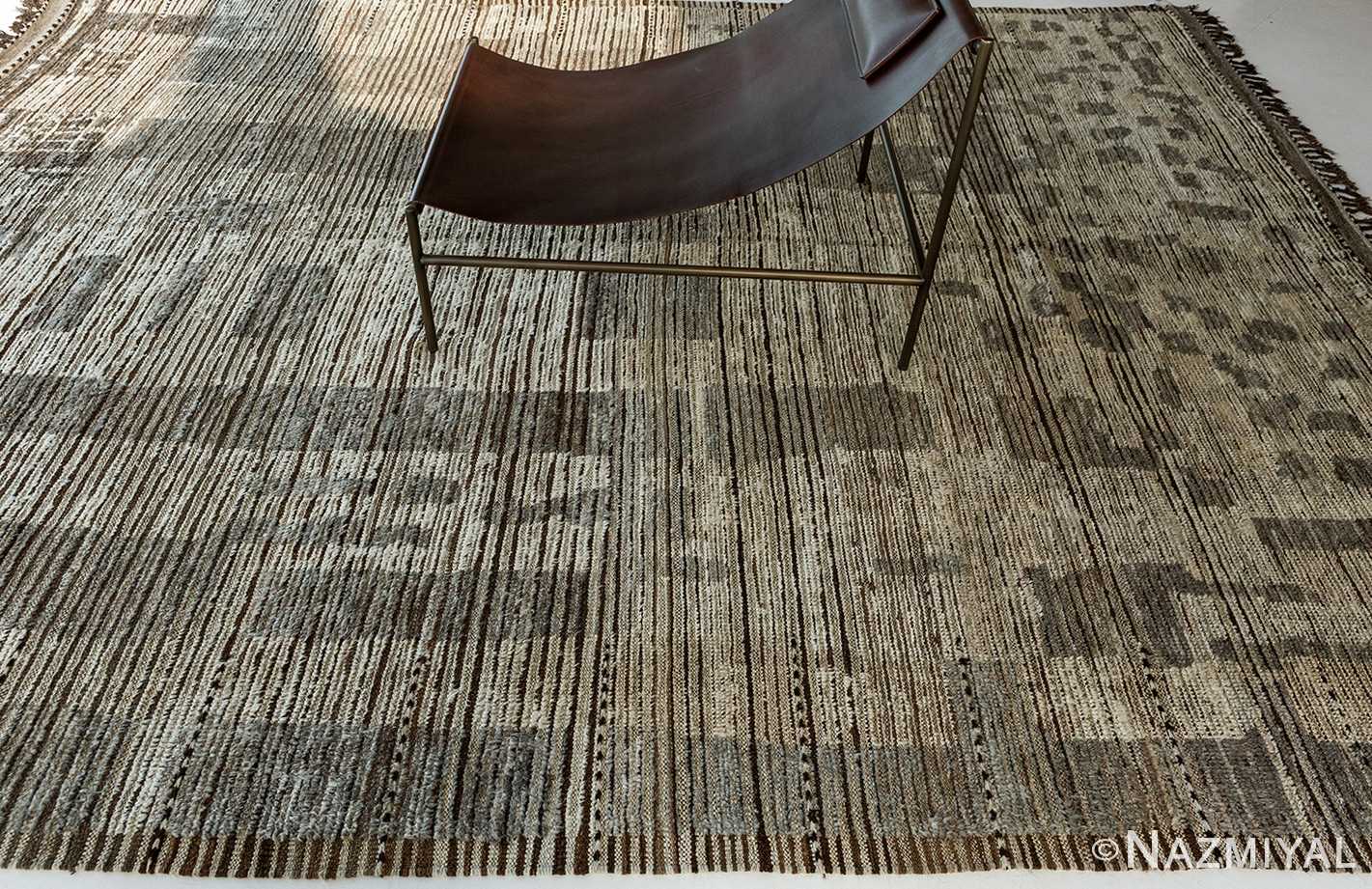 Border Of Taupe And Brown Modern Distressed Rug 60688 by Nazmiyal Antique Rugs