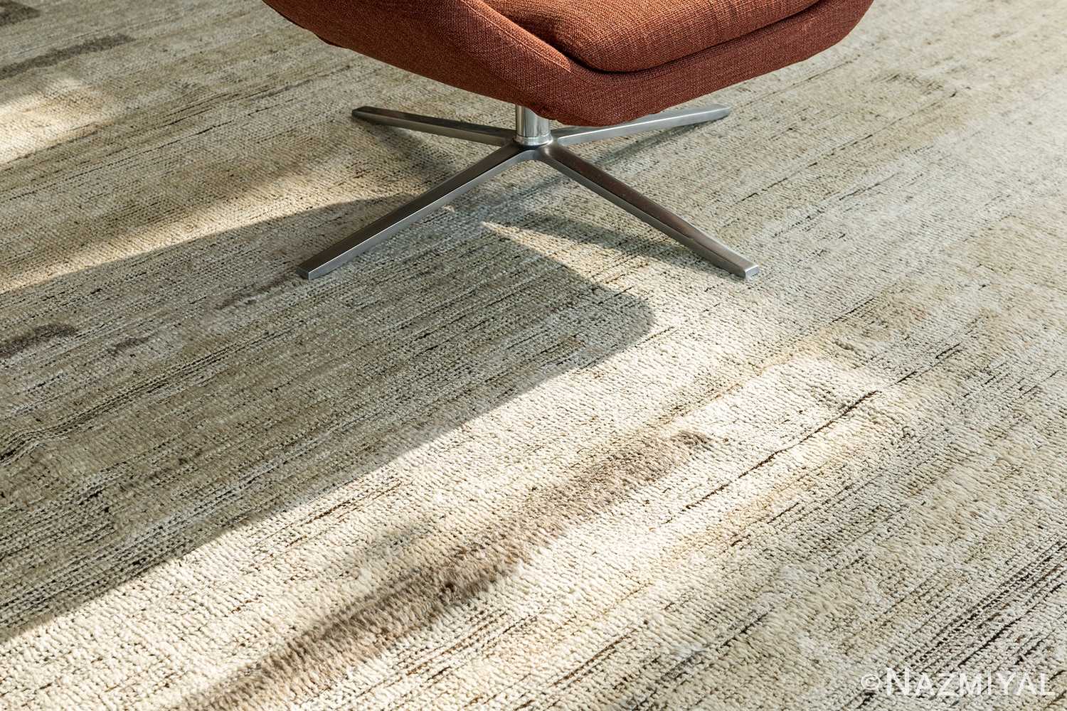Close Up Of Earth Tone Modern Distressed Rug 60698 by Nazmiyal Antique Rugs