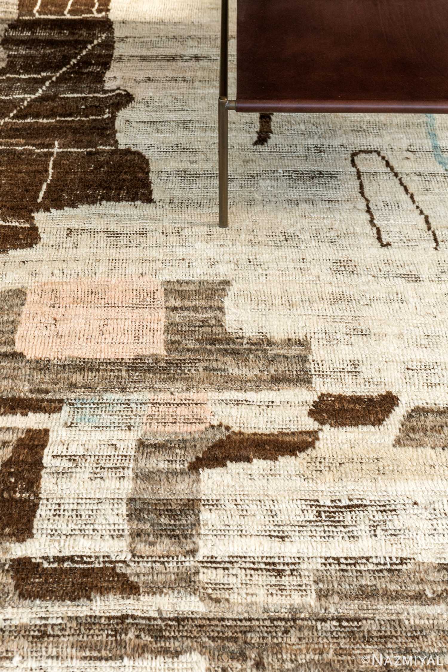 Close Up Of Nature Inspired Colors Modern Distressed Rug 60700 by Nazmiyal Antique Rugs