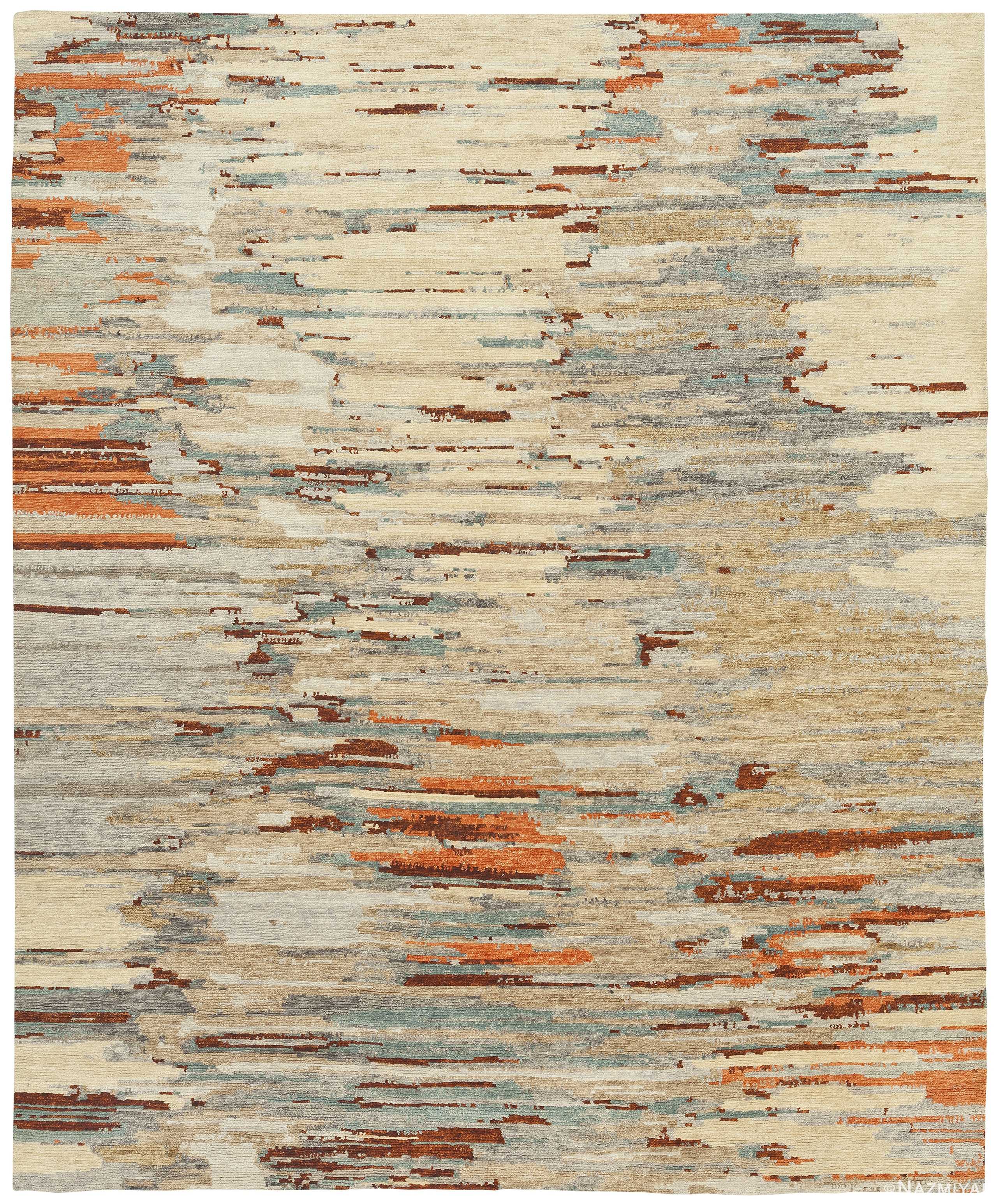Decorative Rust Blue Modern Boutique Rug 60739 by Nazmiyal Antique Rugs